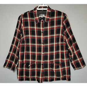 Requirements Jacket Womens 16W Plaid Linen Blend Snap Button Pockets Blazer Plus